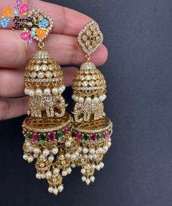 Premium Elephant AD STONES Jhumkha