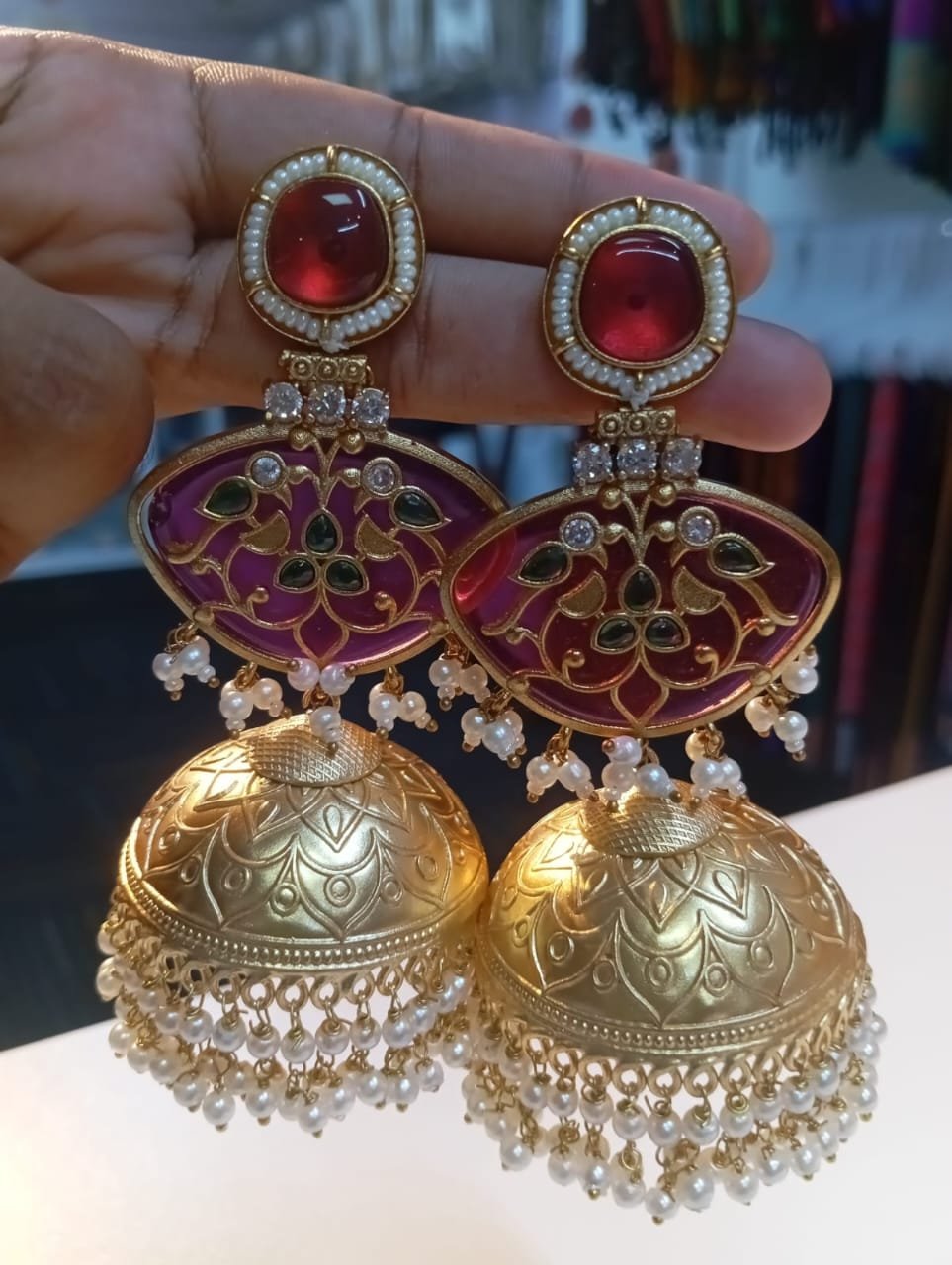 Matte Finished Jhumka Matte Finished Jhumka - Image 3