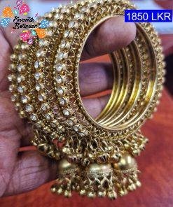 Oxidised Gold Bangle with Jhumkha Hangings