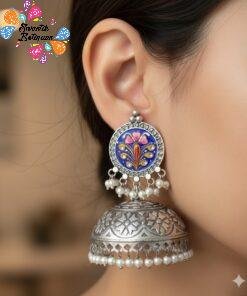 Oxidised Silver Jhumkha