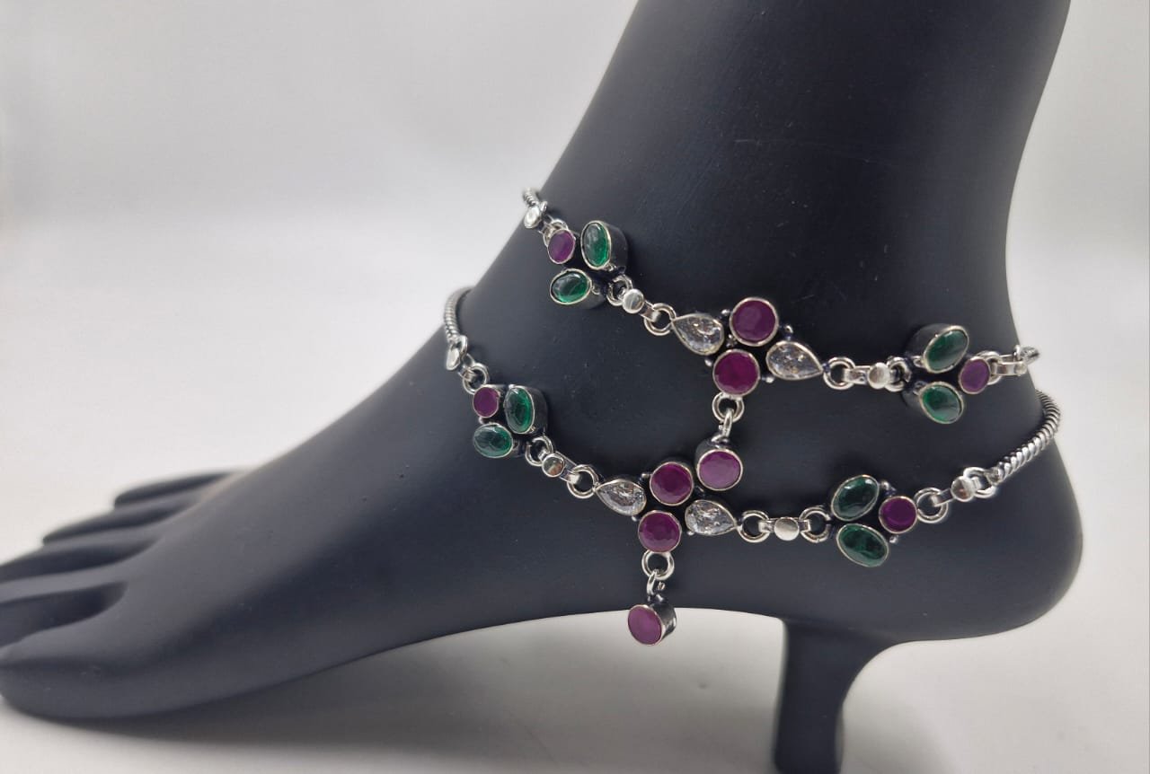 Oxidised Silver Anklet - Image 3