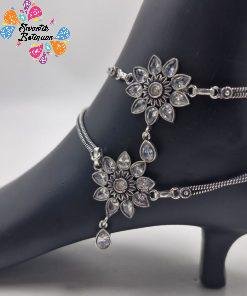 Alternative view of Oxidised Silver Anklet