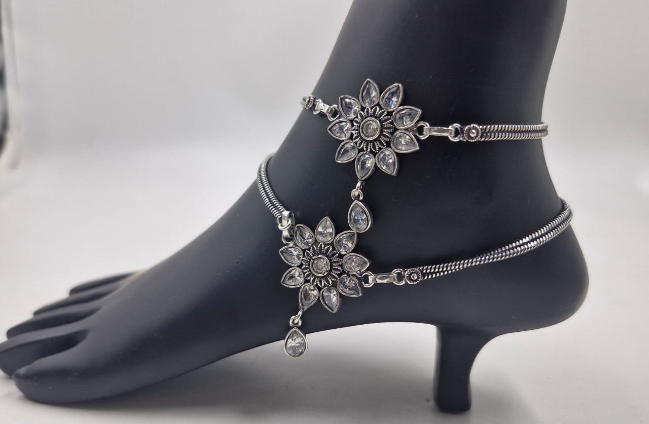 Oxidised Silver Anklet - Image 2