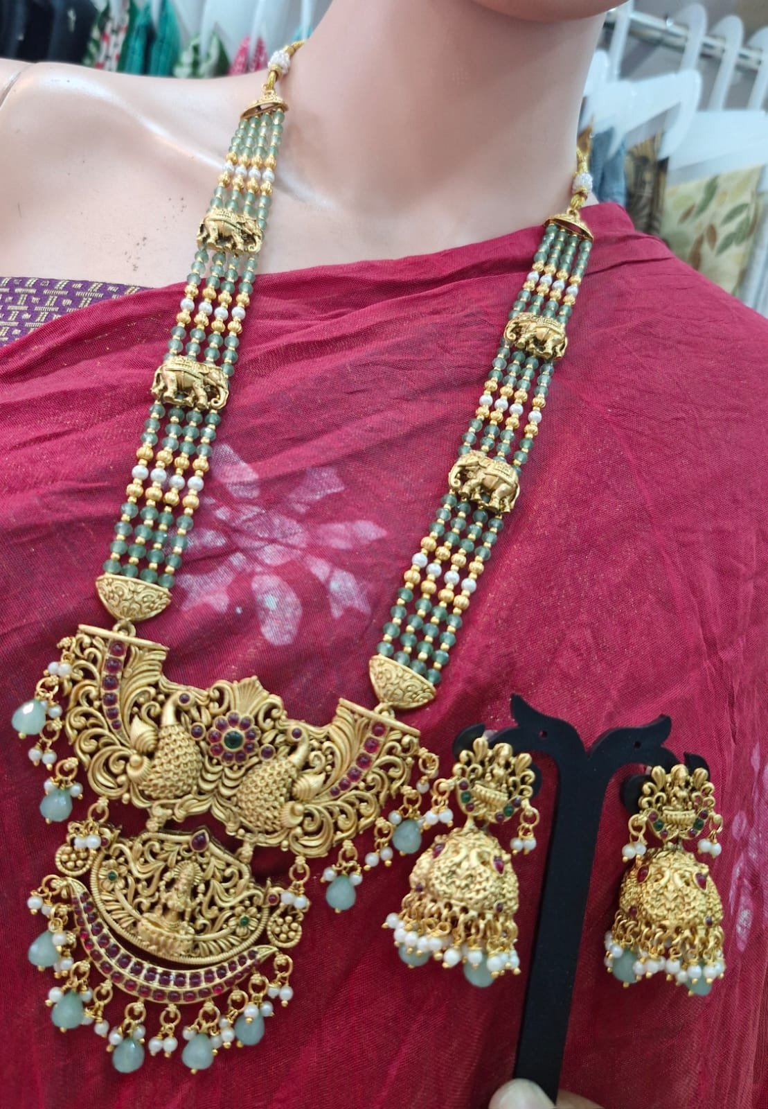 Lakshmi With Peacock Designer Matte Finished Harram Lakshmi With Peacock Designer Matte Finished Harram