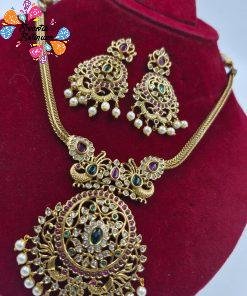 Peacock Designer Matte Finished Necklace