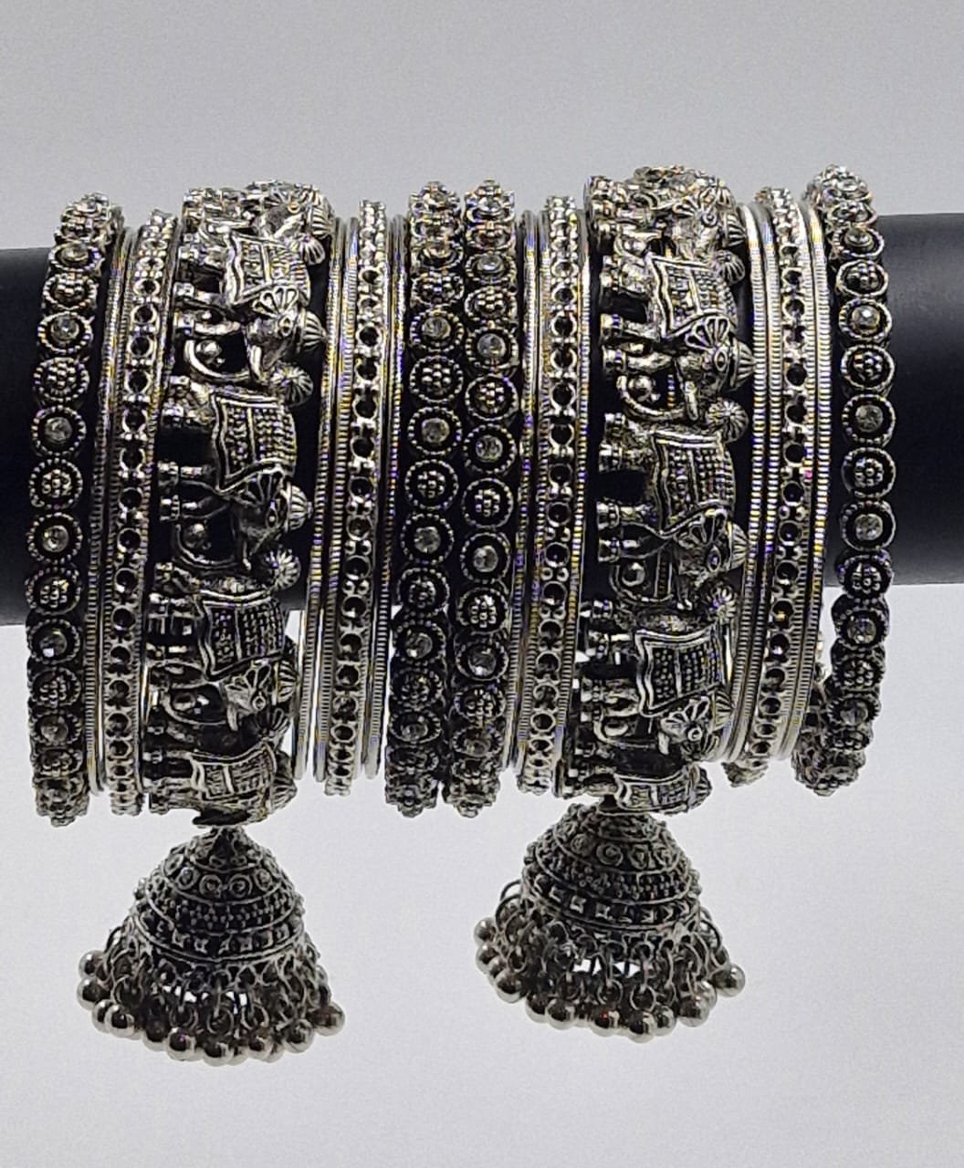 Elephant Designer Oxidised Silver Bangles Elephant Designer Oxidised Silver Bangles