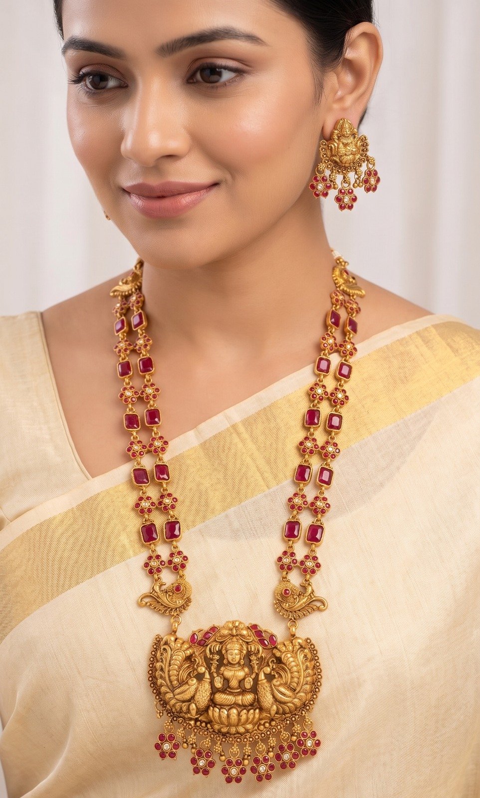 Lakshmi And Peacock Designer Matte Finished Harram Lakshmi And Peacock Designer Matte Finished Harram