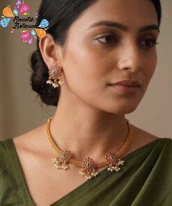 Flower Designer Matte Finished Necklace