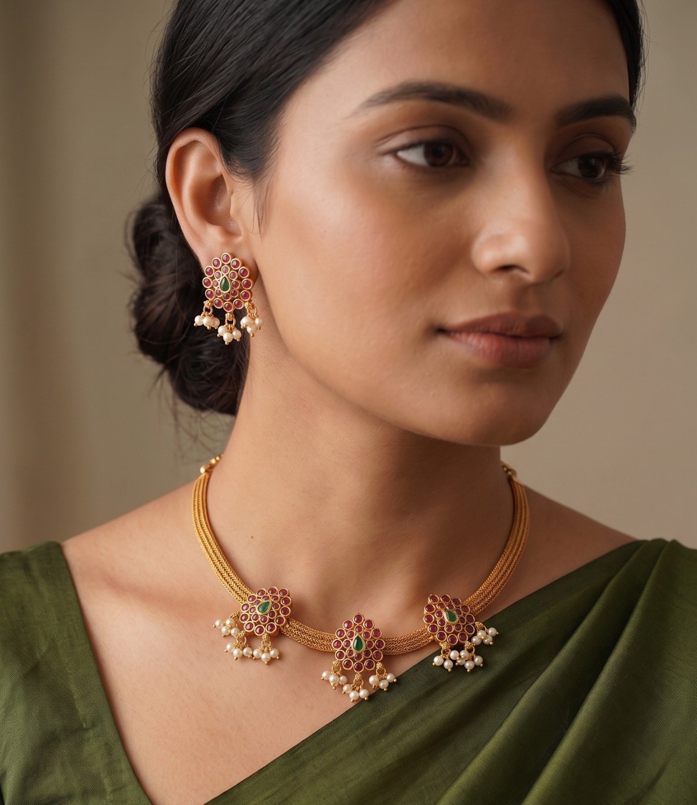 Flower Designer Matte Finished Necklace Flower Designer Matte Finished Necklace