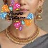 Green And Pink Stone Designer Matte Finished Necklace