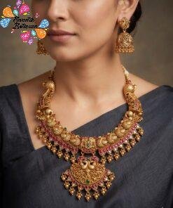 Peacock Designer Matte Finished Necklace