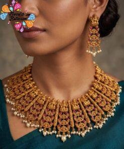Lakshmi With Pearl Matte Finished  Necklace