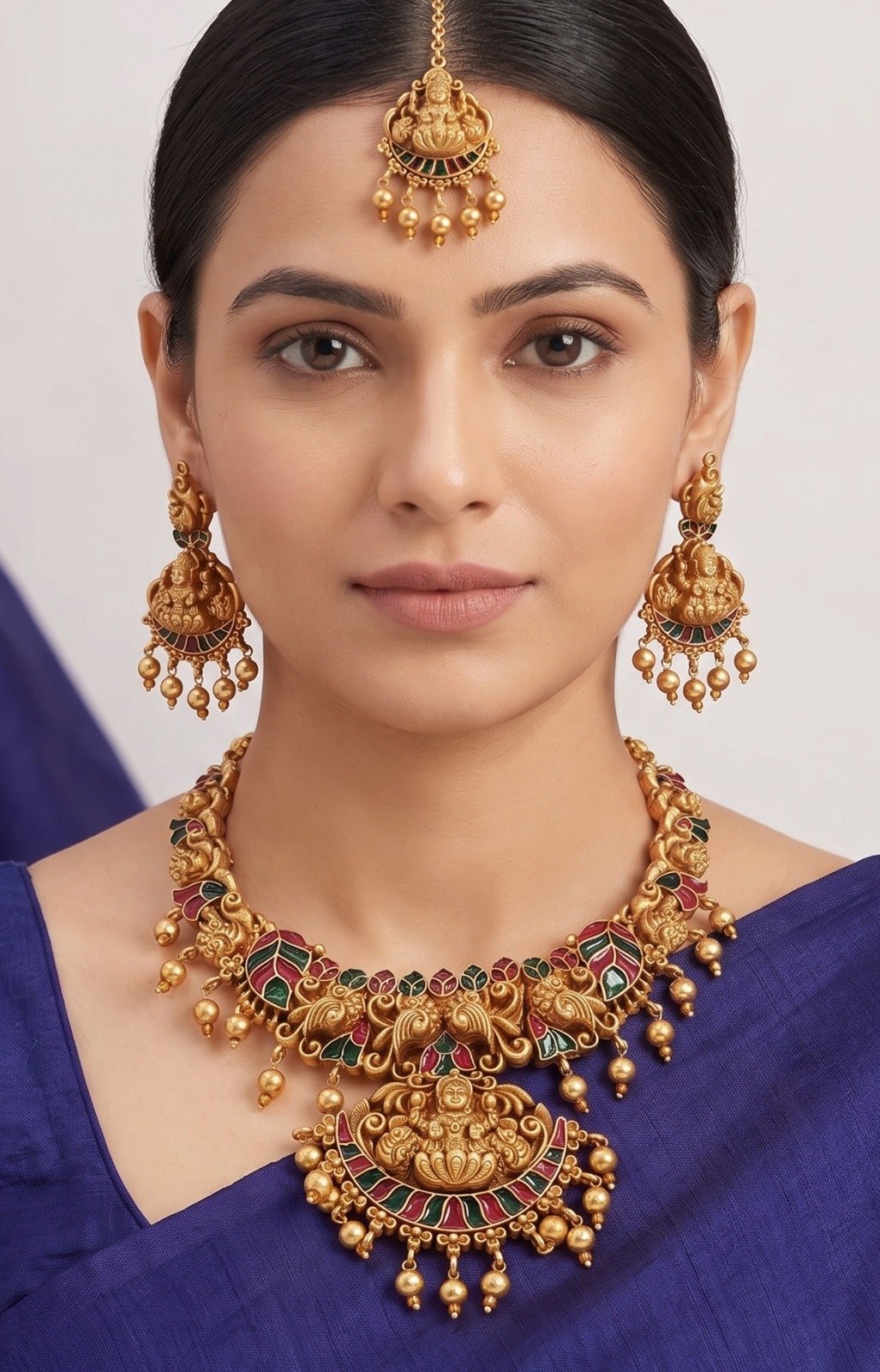 Lakshmi And Peacock Designer Matte Finished Necklace Lakshmi And Peacock Designer Matte Finished Necklace