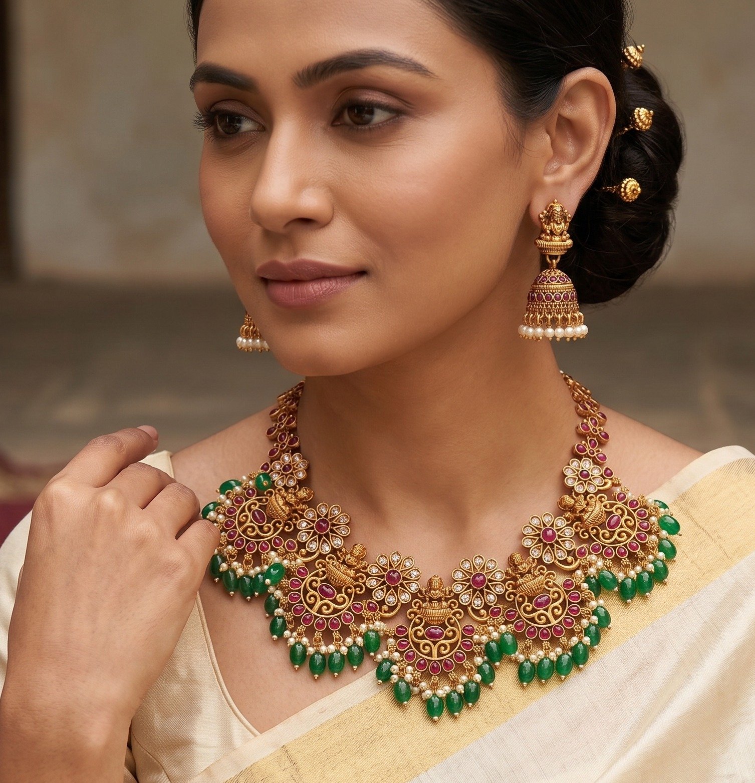 Lakshmi Designer Matte Finished Necklace Lakshmi Designer Matte Finished Necklace
