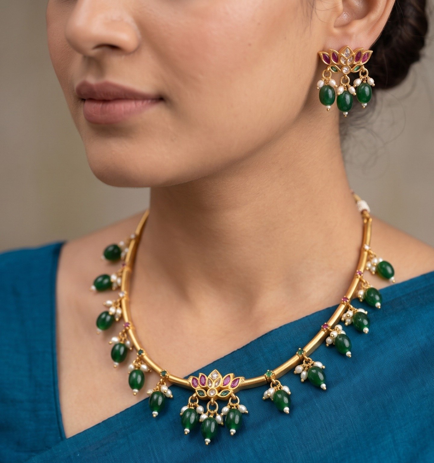 Flower Designer Matte Finished Necklace Flower Designer Matte Finished Necklace