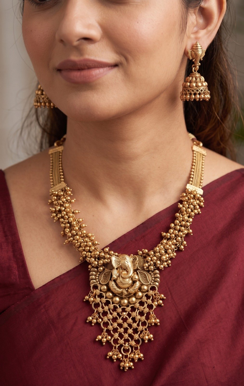 Pilayar Designer Matte Finished Necklace Pilayar Designer Matte Finished Necklace