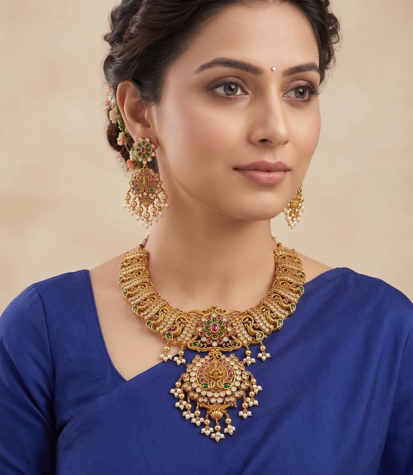 Premium Quality Ganesan Designer Matte Finished Necklace Premium Quality Ganesan Designer Matte Finished Necklace