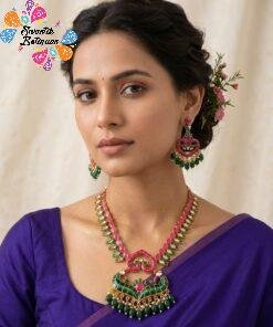 Peacock Designer Matte Finished Necklace