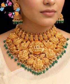 Lakshmi and Peacock Designer Matte Finished Necklace