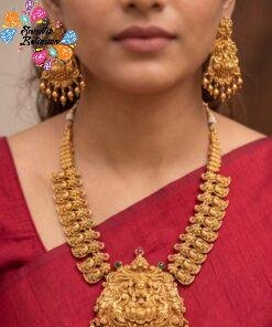 Lakshmi And Peacock Designer Matte Finished Necklace