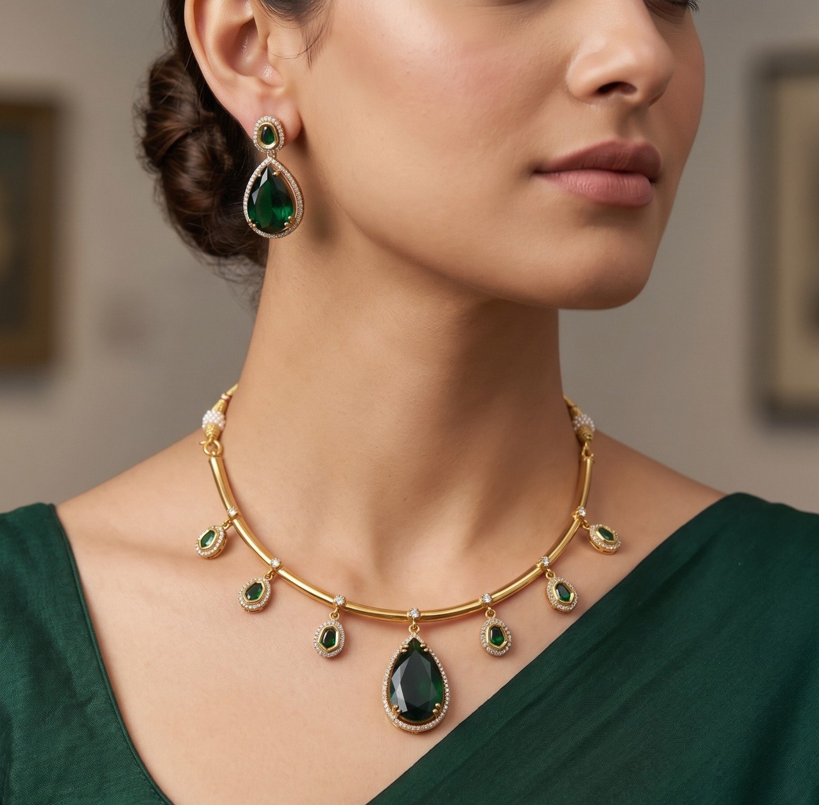 Premium Matte Finished Ad Stones Necklace Premium Matte Finished Ad Stones Necklace