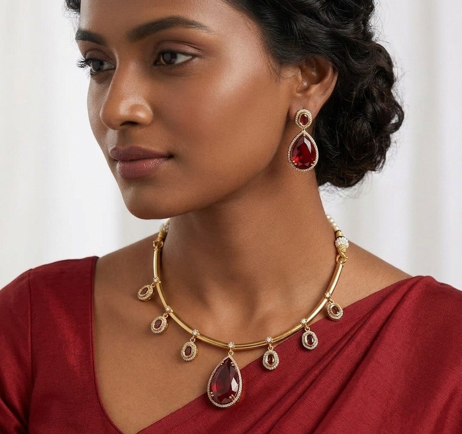 Premium Matte Finished Ad Stones Necklace Premium Matte Finished Ad Stones Necklace