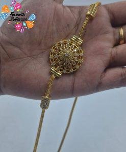 Flower Designer White Stone Traditional Gold Plated Mugapu Chain