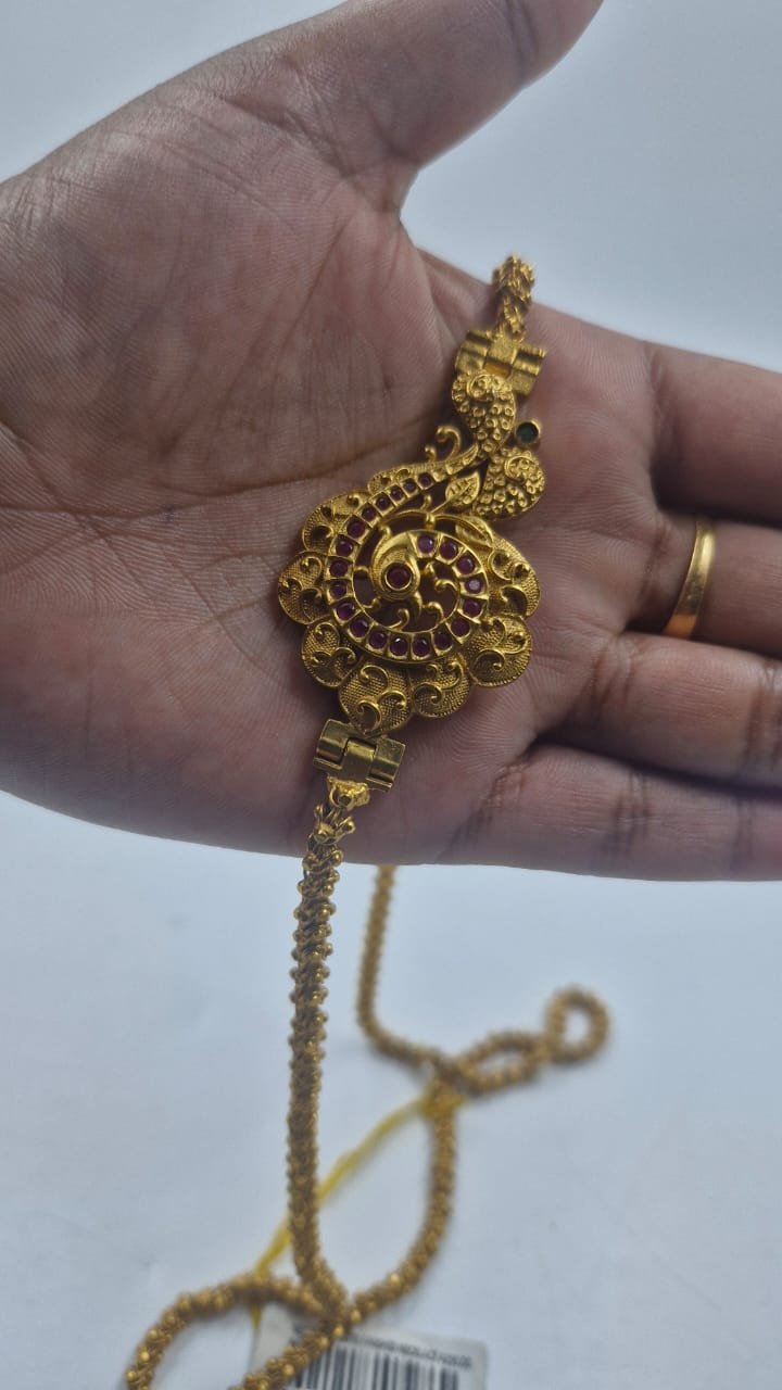 Peacock & Flower Traditional Gold Plated Mugapu Chain Peacock & Flower Traditional Gold Plated Mugapu Chain