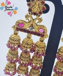 Lakshmi and Peacock Designer Matte Finished Earrings