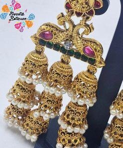 Lakshmi and Peacock Designer Matte Finished Earrings