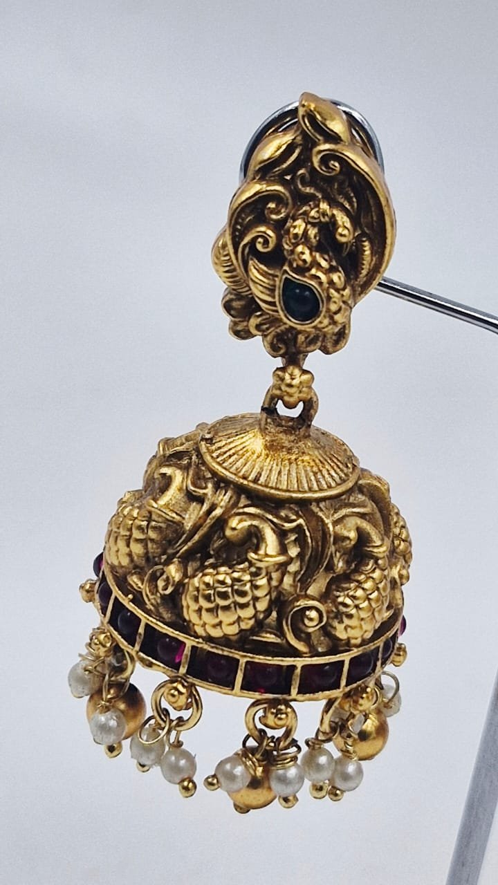 Peacock Designer Matte Finished Jhumka