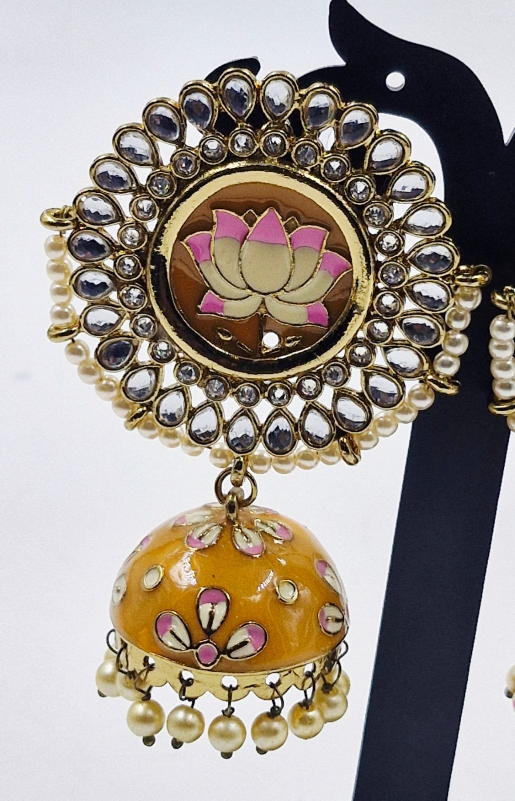 Lotus Flower Designer Meenakari Jhumkha Lotus Flower Designer Meenakari Jhumkha - Image 2