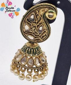 Alternative view of Oxidised Gold Jhumkha