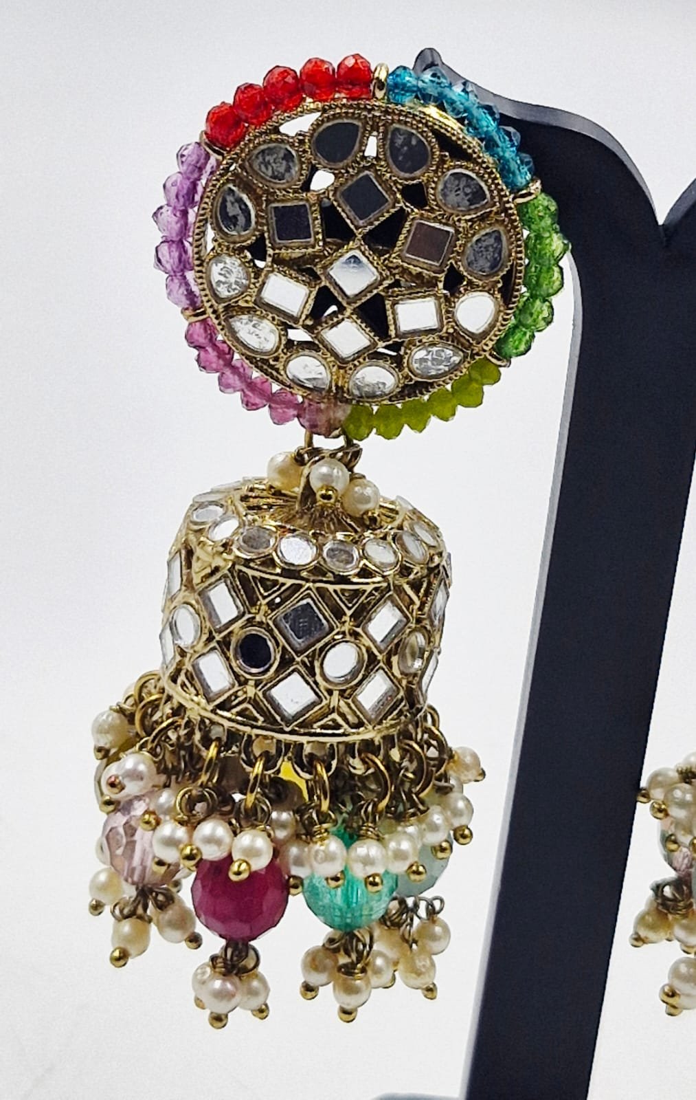 Multi Colour Kundan Jhumkha - Image 3