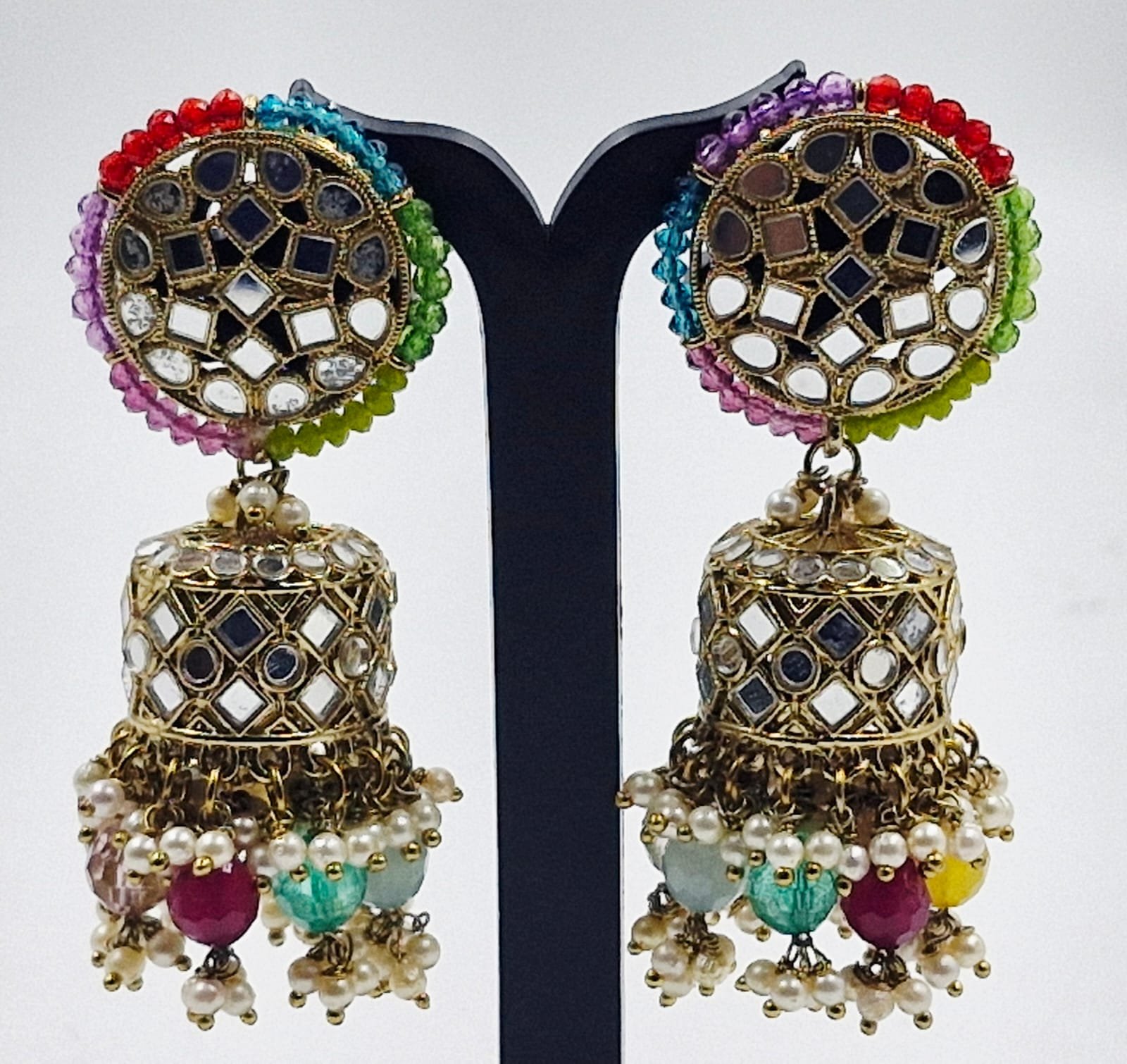 Multi Colour Kundan Jhumkha - Image 2