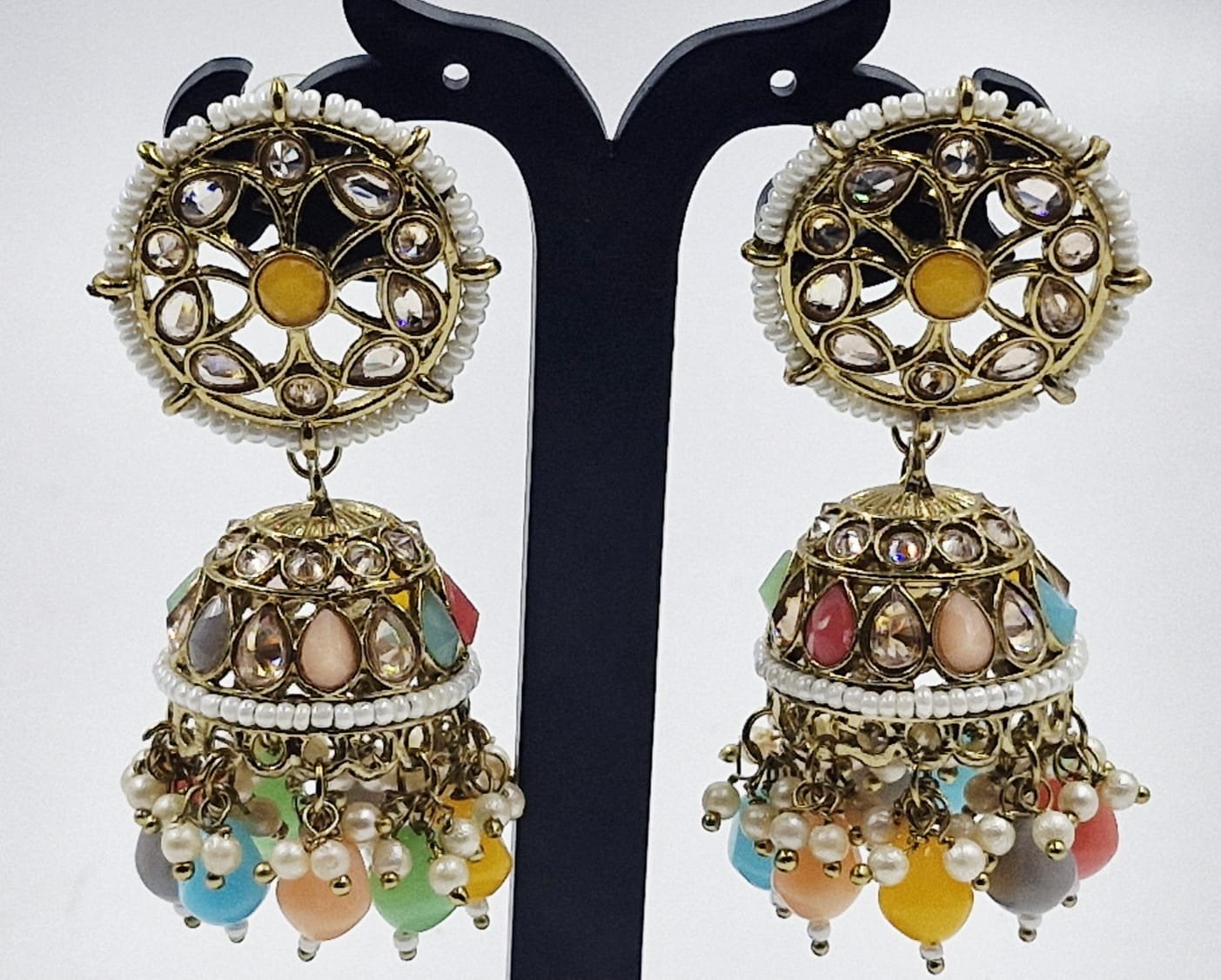 Multi Colour Kundan Jhumkha - Image 3