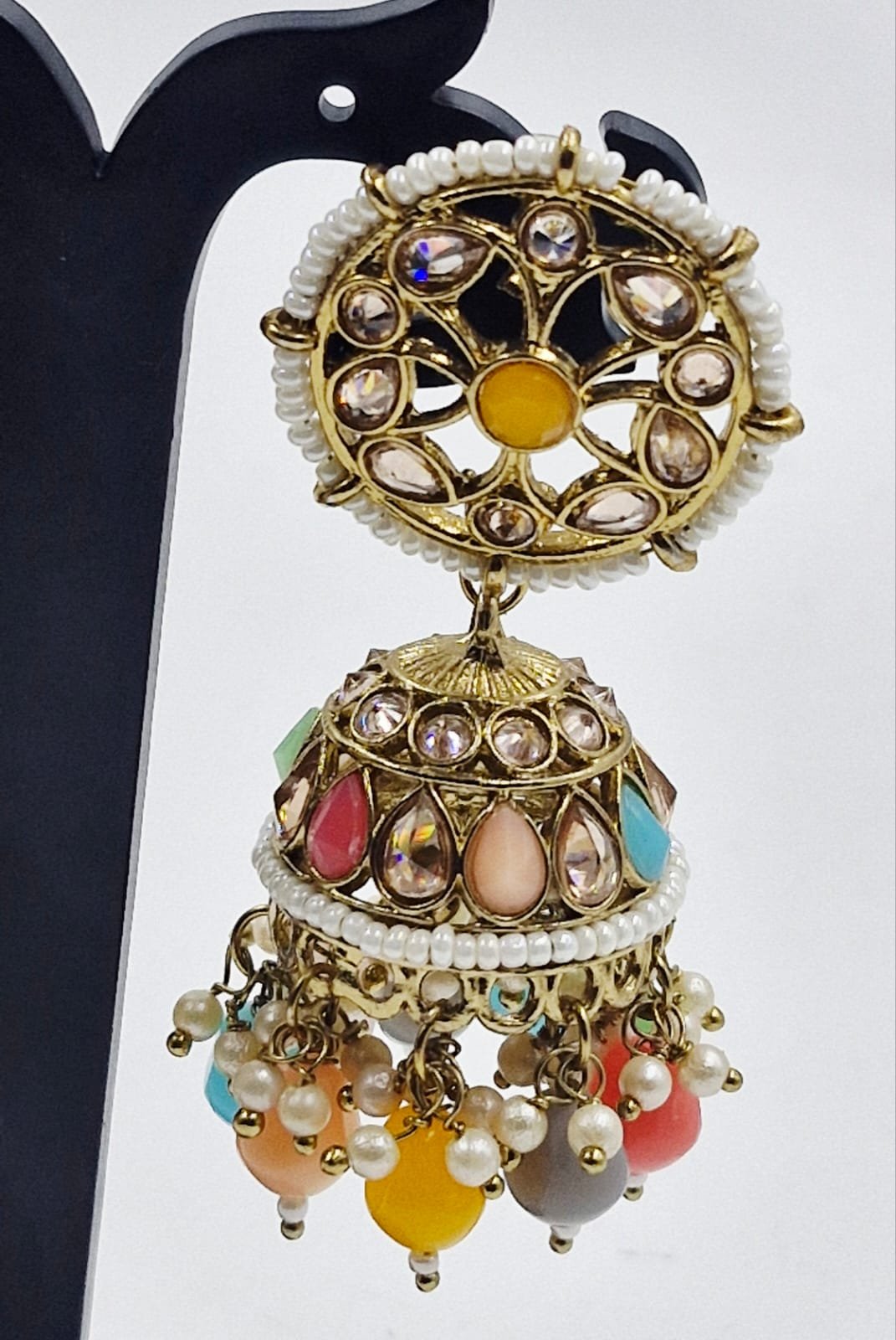 Multi Colour Kundan Jhumkha - Image 2