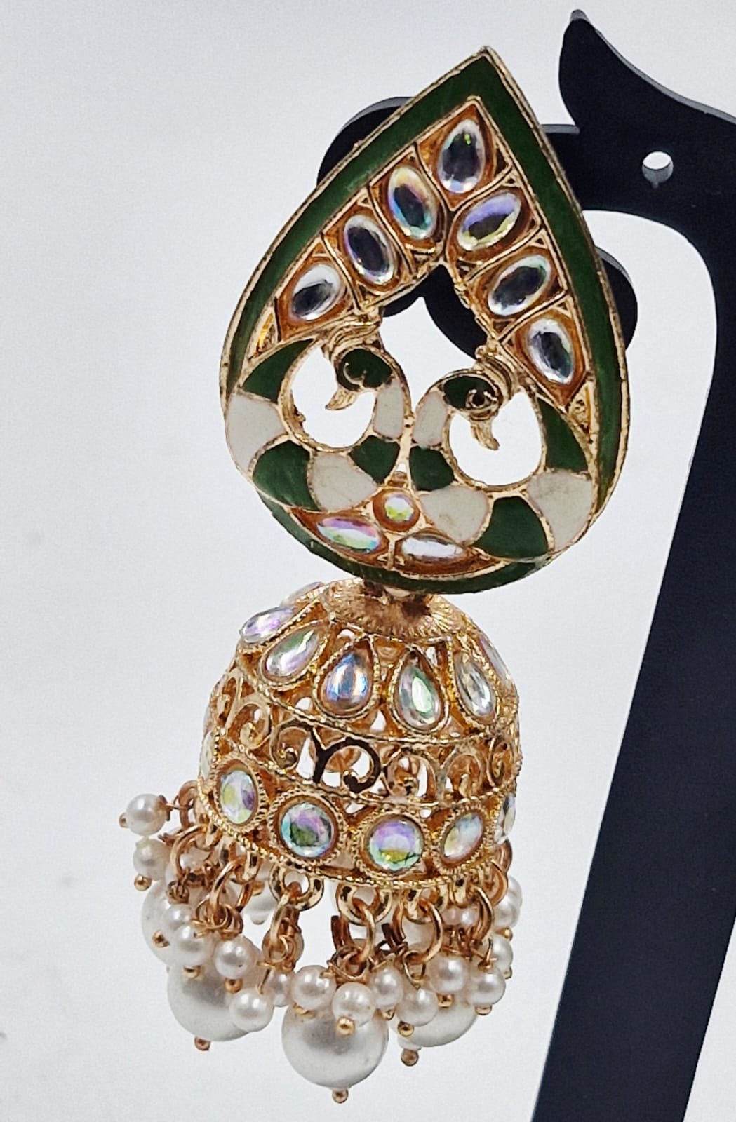 Peacock Designer Meenakari Jhumkha Peacock Designer Meenakari Jhumkha - Image 2