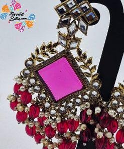 Alternative view of Pink Colour Kundan Earrings