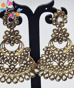 Alternative view of White Stone Designer Kundhan Earrings