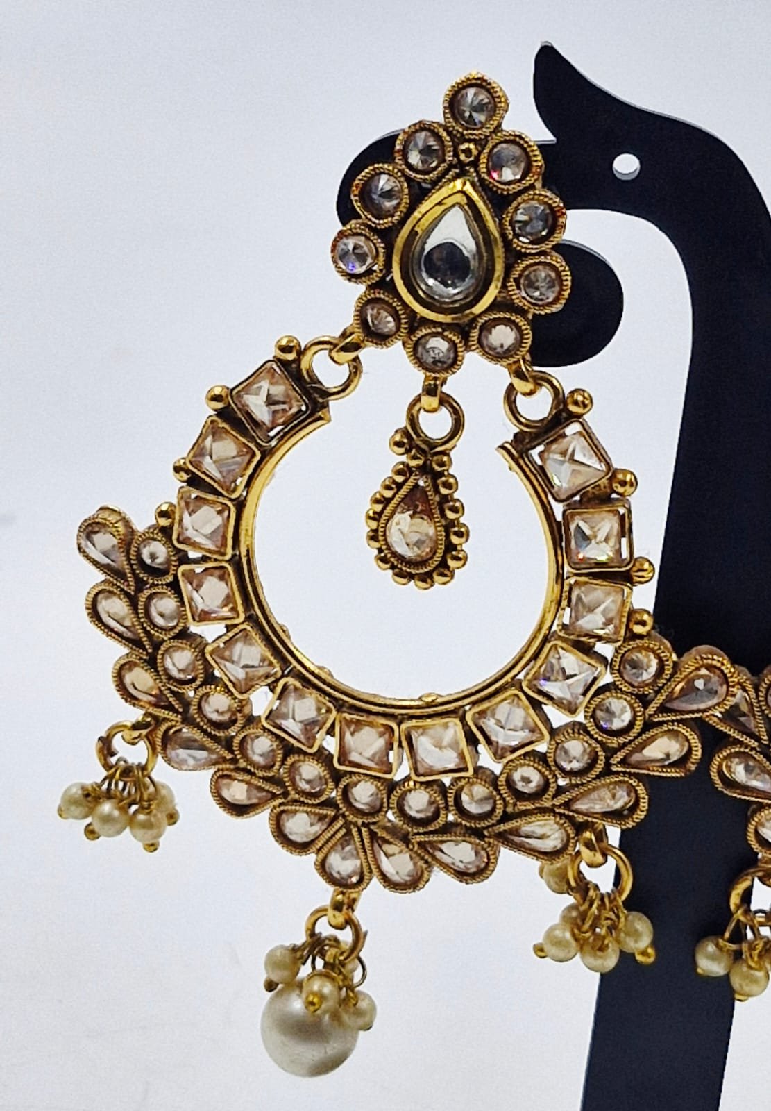 White Stone Designer Kundan Earrings - Image 2
