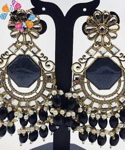 Alternative view of Black Colour Kundan Earrings