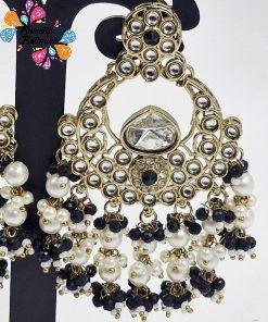 Black & White Pearl Designer Kundan Earrings