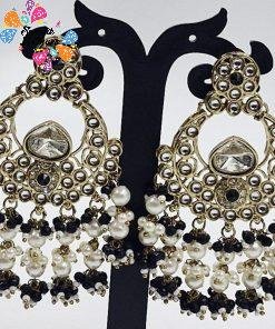 Black & White Pearl Designer Kundan Earrings Black & White Pearl Designer Kundan Earrings