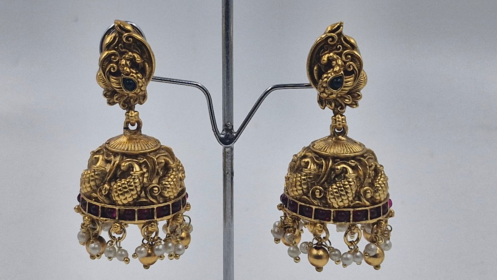 Peacock Designer Matte Finished Jhumka - Image 3