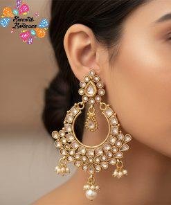 White Stone Designer Kundan Earrings