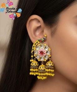 Peacock Designer Meenakari Earrings