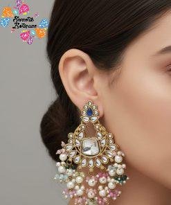 Multi Colour Kundan Earrings