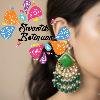 Green Colour Kundan Earrings