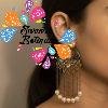 Peacock Design Marroon and Green With White Pearls Meenakari Earring